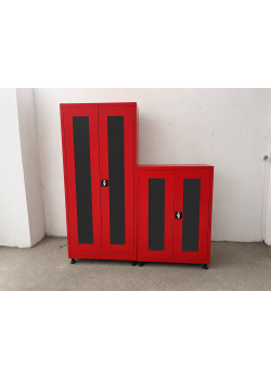 Ofisin Metal Ofis Camlı 198 lik Dosya Dolabı Kırmızı