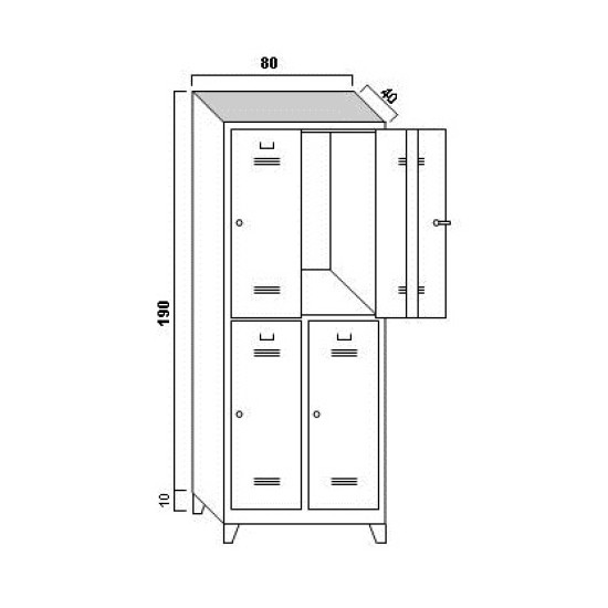 Ofisin Metal Ofis 4 lü Standart Soyunma Dolabı Gri