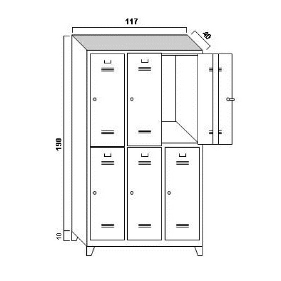 Ofisin Metal Ofis 6 Lı Standart Soyunma Dolabı Gri-Sarı
